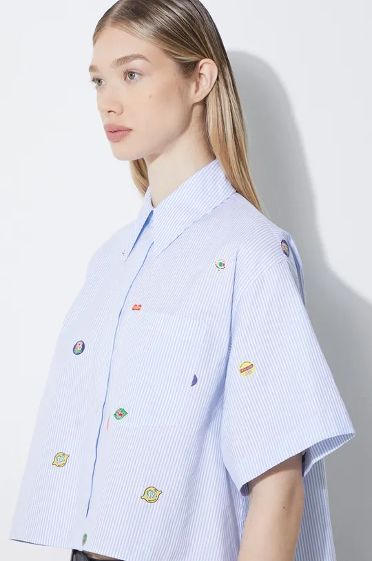modrá Bavlněná košile Kenzo Fruit Stickers Cropped Shirt