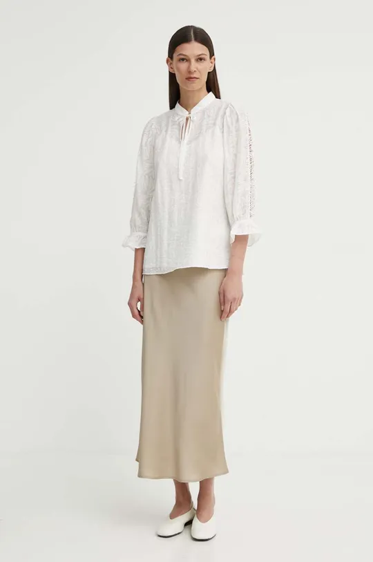 Μπλουζάκι Bruuns Bazaar MacluraBBImiras blouse λευκό