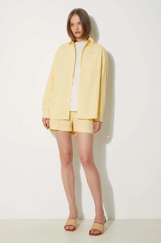 Sporty & Rich koszula bawełniana SRC Embroidered Oversized Shirt SI006S402SA żółty SS24