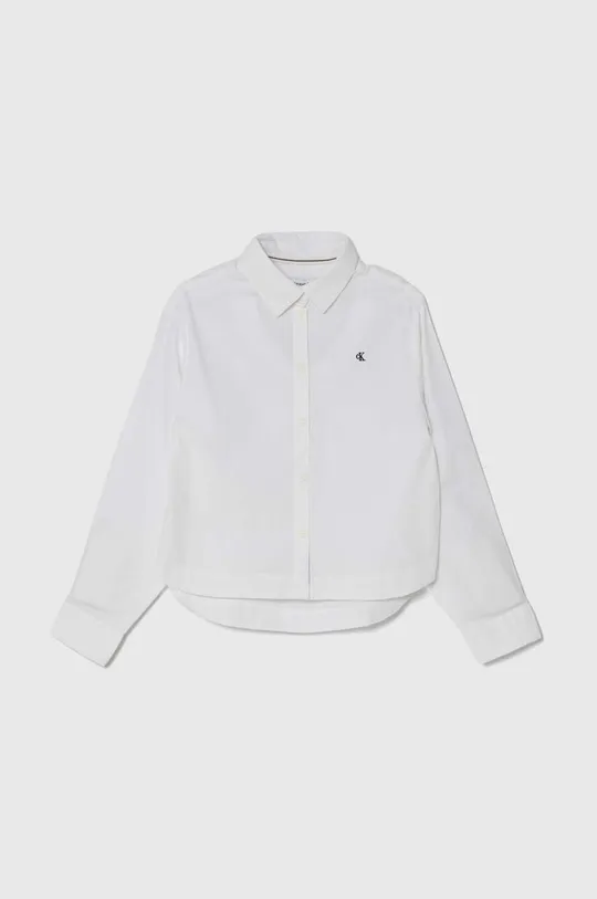 biela Detská bavlnená košeľa Calvin Klein Jeans Dievčenský