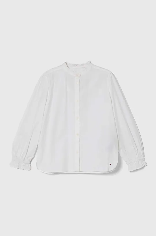 bela Otroška bombažna srajca Tommy Hilfiger Dekliški
