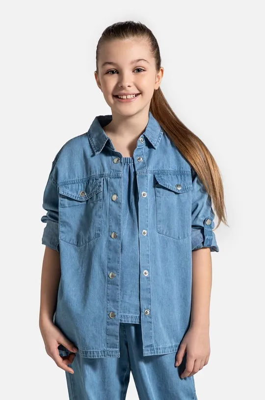 блакитний Дитяча бавовняна сорочка Coccodrillo Для дівчаток