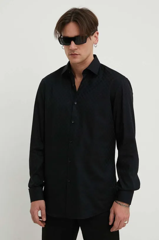 čierna Bavlnená košeľa HUGO Pánsky