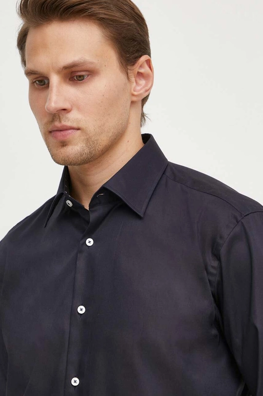 BOSS camicia in cotone blu navy