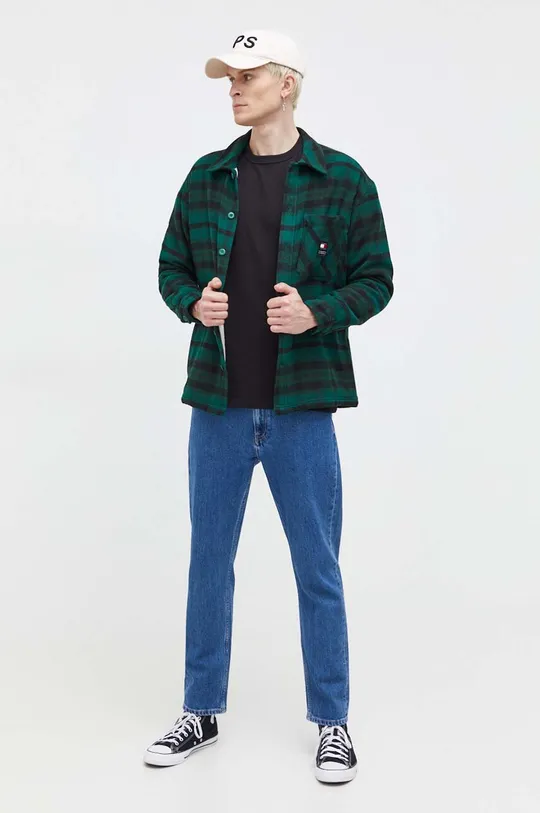 Πουκάμισο μπουφάν Tommy Jeans πράσινο