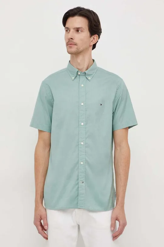 πράσινο Βαμβακερό πουκάμισο Tommy Hilfiger Ανδρικά