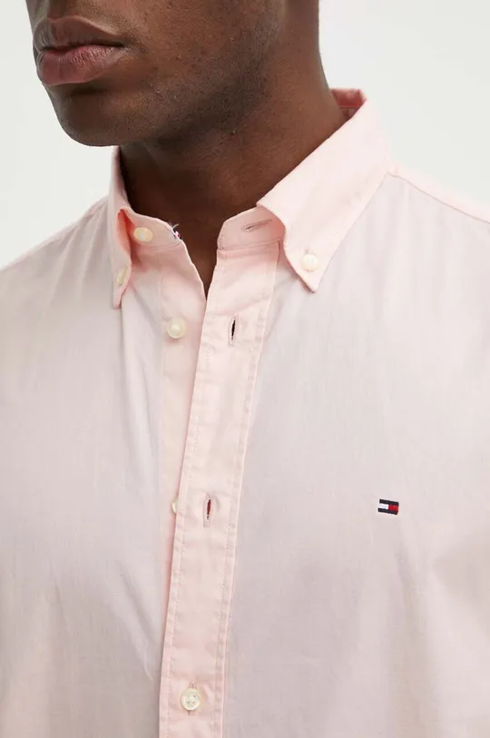 Βαμβακερό πουκάμισο Tommy Hilfiger ροζ