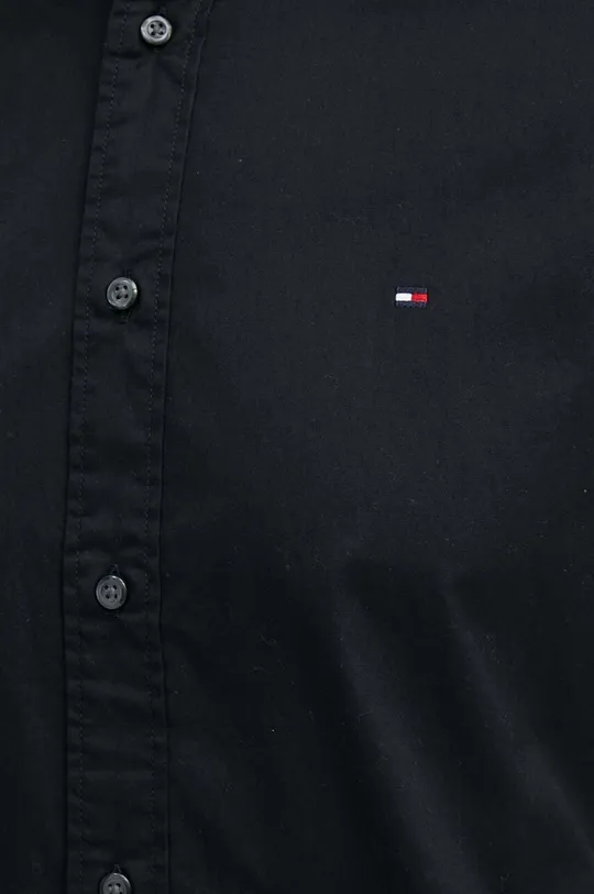 Βαμβακερό πουκάμισο Tommy Hilfiger μαύρο