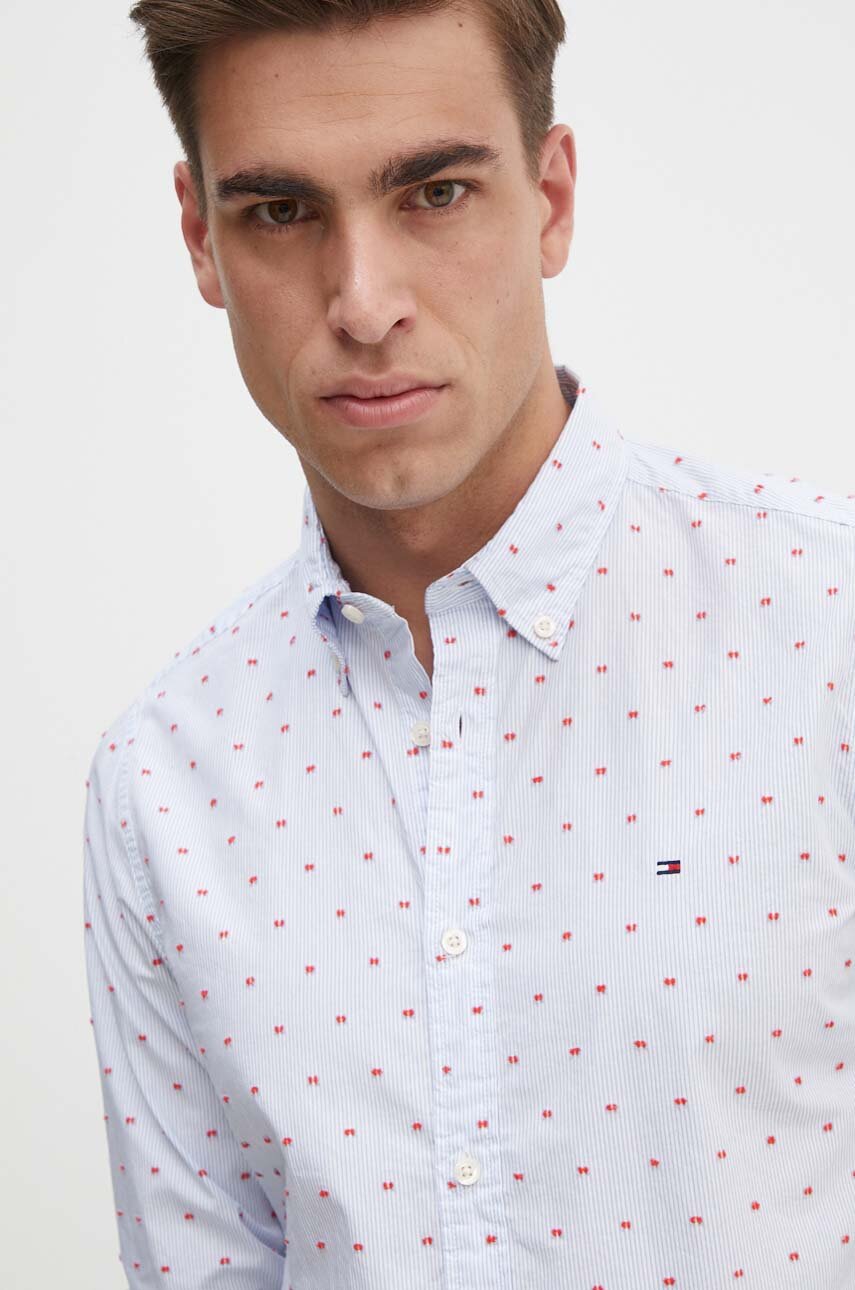 Хлопковая рубашка Tommy Hilfiger мужская slim воротник button-down ...