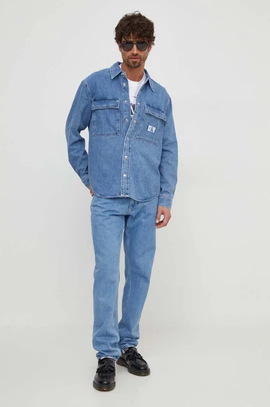 Τζιν πουκάμισο Calvin Klein Jeans μπλε