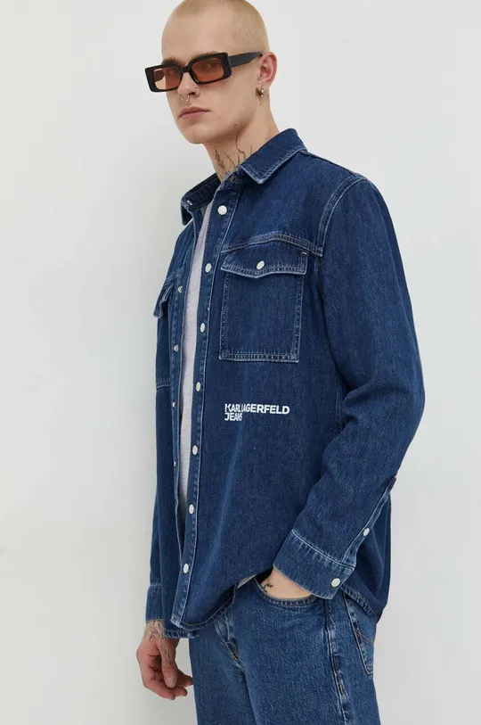 granatowy Karl Lagerfeld Jeans koszula jeansowa Męski