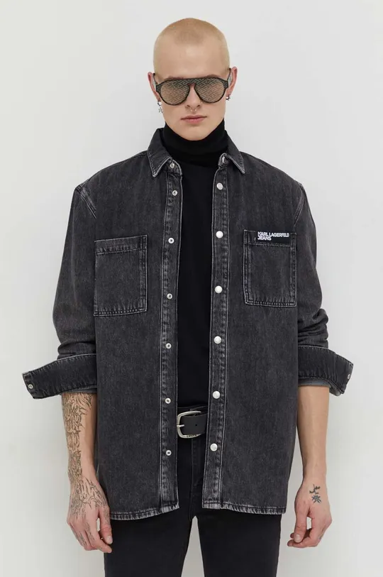 Rifľová košeľa Karl Lagerfeld Jeans 100 % Organická bavlna