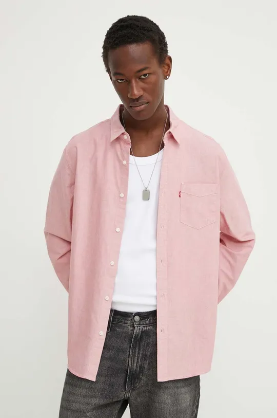 ροζ Βαμβακερό πουκάμισο Levi's Ανδρικά
