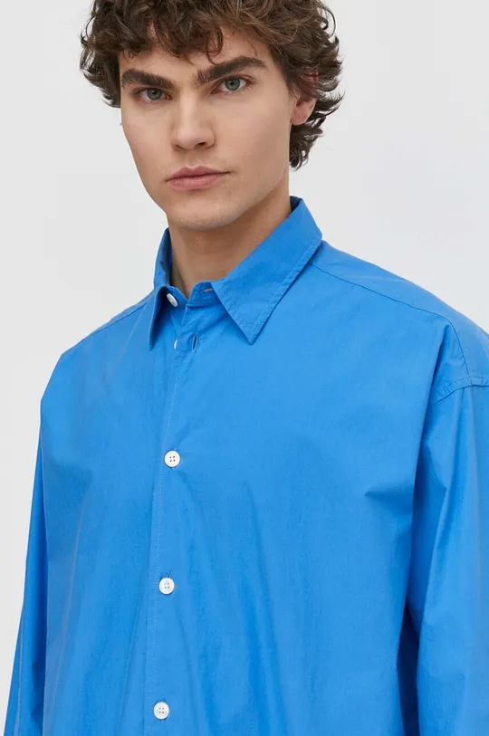 plava Pamučna košulja Samsoe Samsoe SALUAN