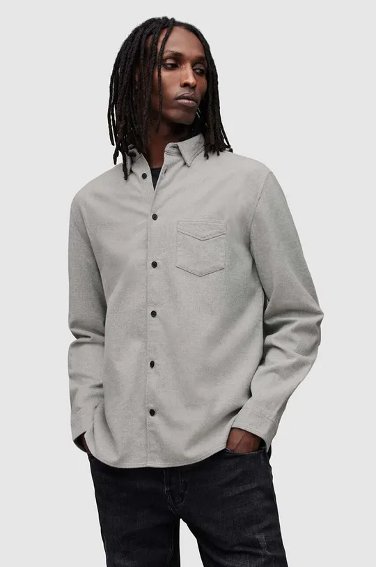 γκρί Βαμβακερό πουκάμισο AllSaints Arden Ανδρικά