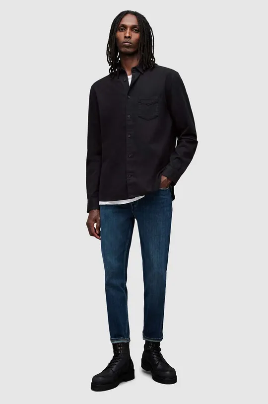 μαύρο Βαμβακερό πουκάμισο AllSaints Arden