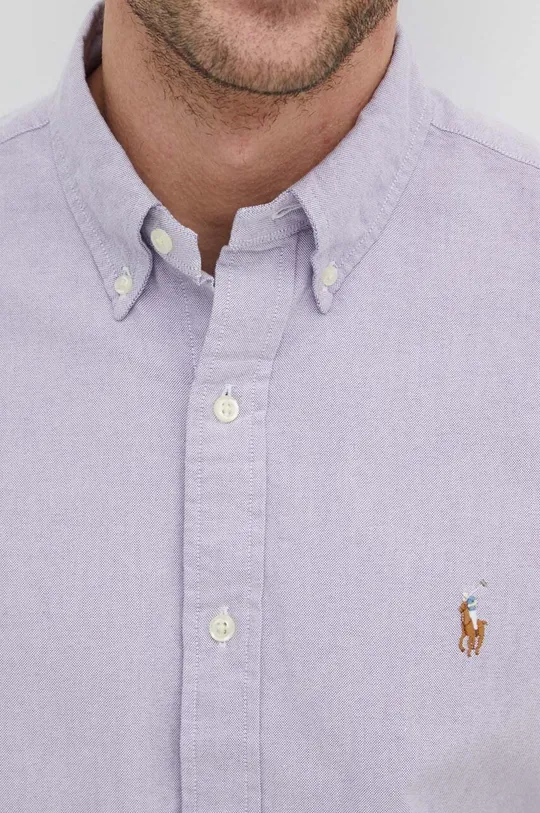 Хлопковая рубашка Polo Ralph Lauren фиолетовой