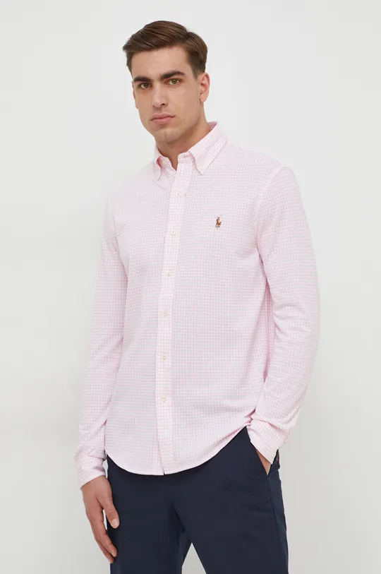 roza Bombažna srajca Polo Ralph Lauren Moški