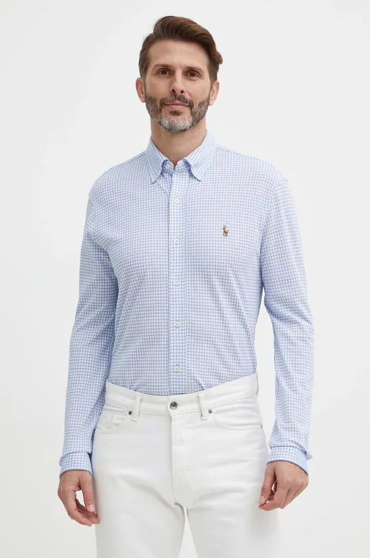 μπλε Βαμβακερό πουκάμισο Polo Ralph Lauren Ανδρικά