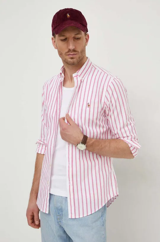 розовый Хлопковая рубашка Polo Ralph Lauren Мужской