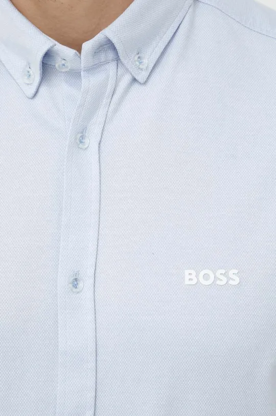 Βαμβακερό πουκάμισο Boss Green μπλε