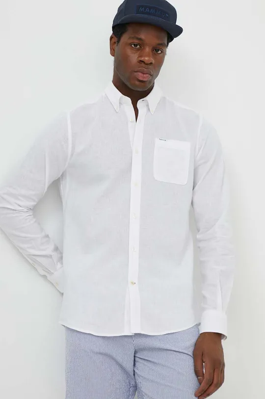 bela Lanena srajca Barbour Moški
