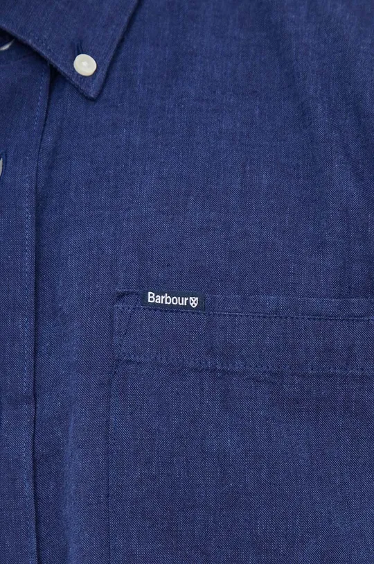 Lanena košulja Barbour mornarsko plava