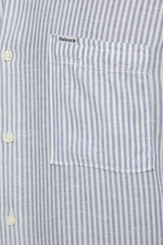 Barbour koszula z domieszką lnu niebieski