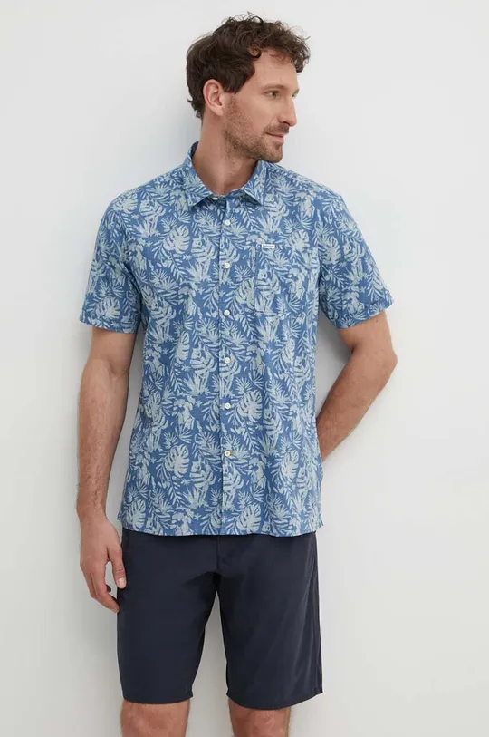 modra Bombažna srajca Barbour Shirt Dept - Summer Moški