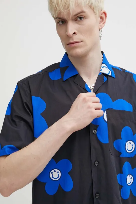 μαύρο Βαμβακερό πουκάμισο Hugo Blue Ανδρικά