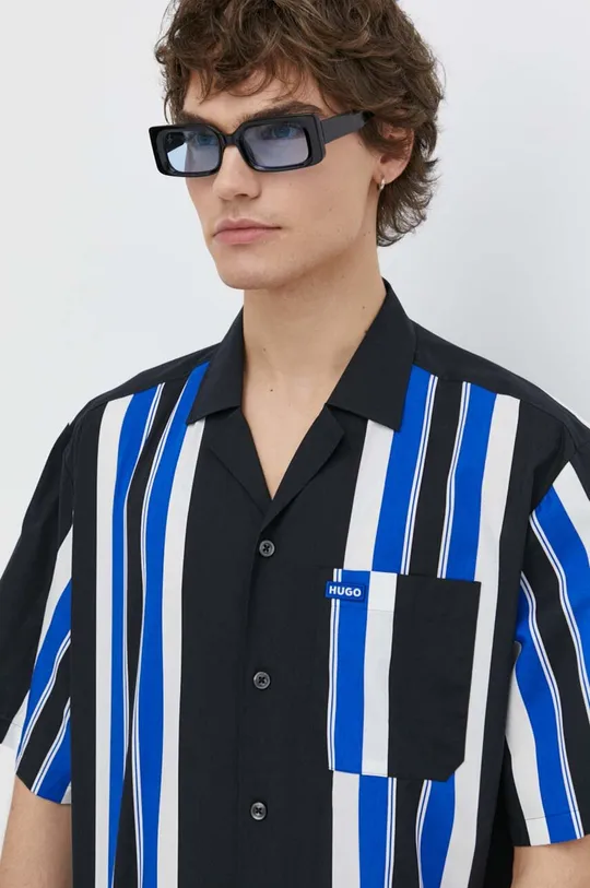 μαύρο Βαμβακερό πουκάμισο Hugo Blue