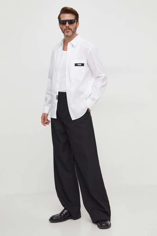 Βαμβακερό πουκάμισο Versace Jeans Couture λευκό