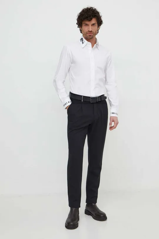 Βαμβακερό πουκάμισο Versace Jeans Couture λευκό