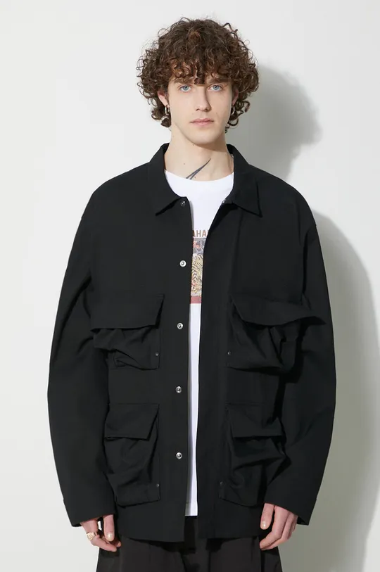 black Y-3 cotton shirt Long Sleeve Pocket Overshirt Men’s