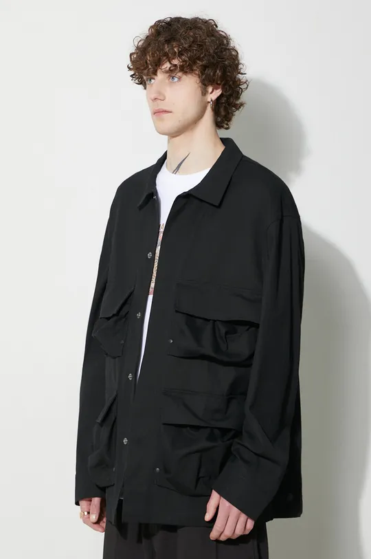 black Y-3 cotton shirt Long Sleeve Pocket Overshirt