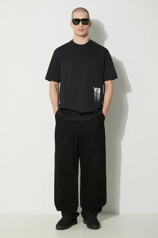 Хлопковая футболка Y-3 Graphic Short Sleeve чёрный