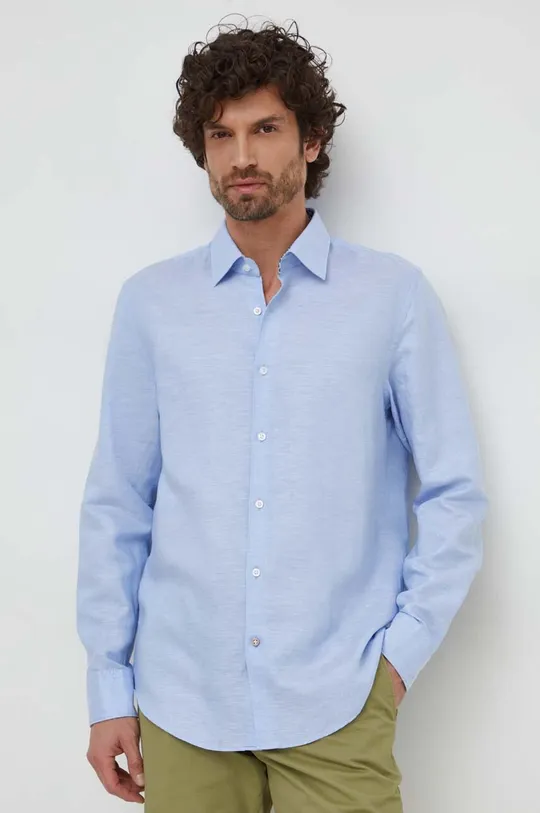 blu BOSS camicia di lino Uomo