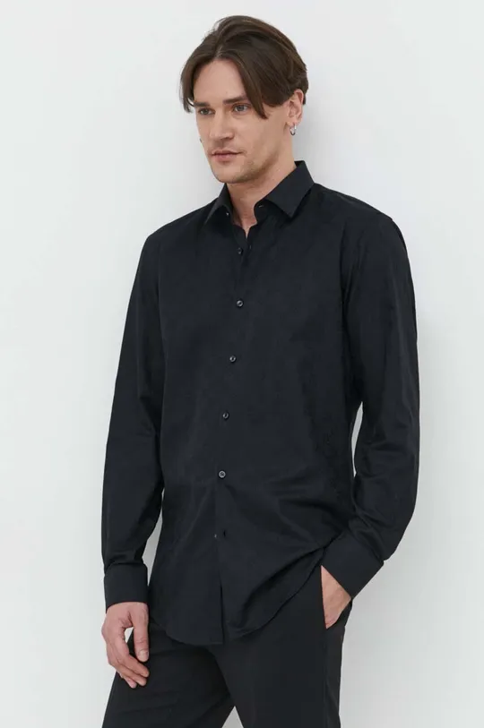 čierna Bavlnená košeľa HUGO Pánsky