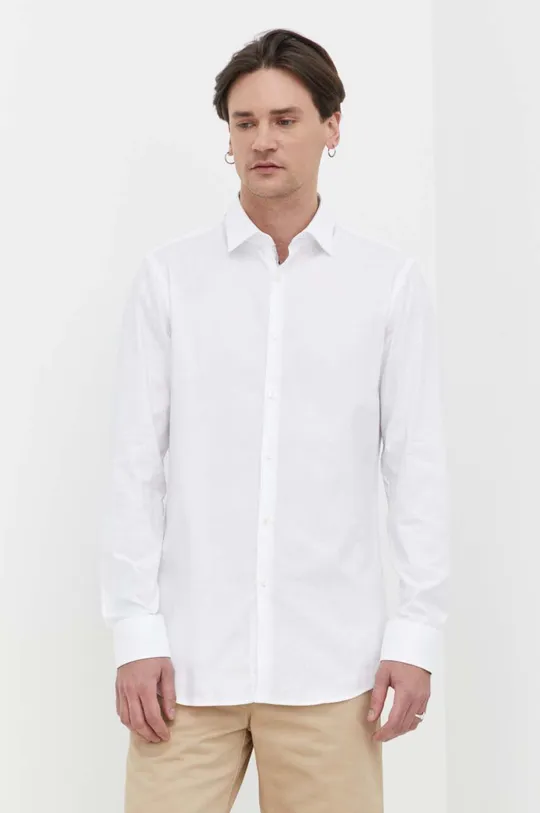 biały HUGO koszula bawełniana Męski