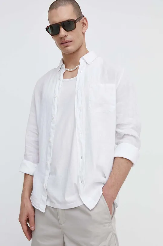 bianco HUGO camicia di lino Uomo