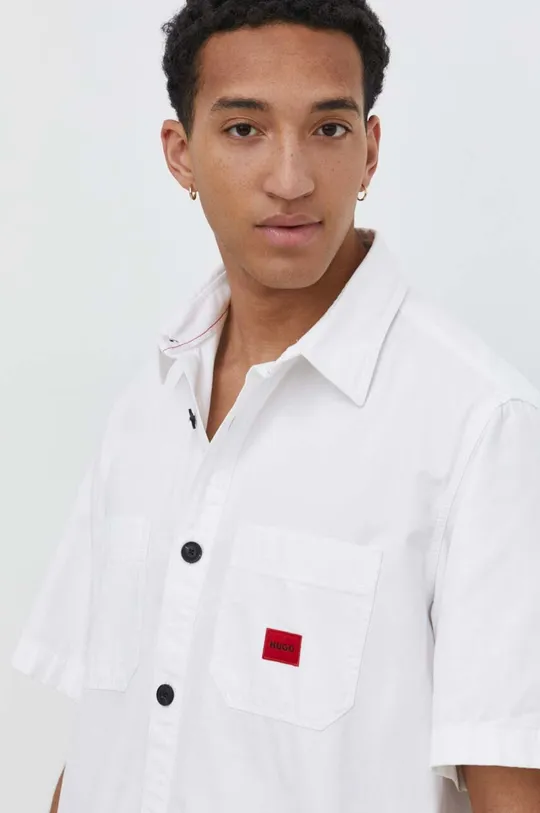 biały HUGO koszula bawełniana Męski