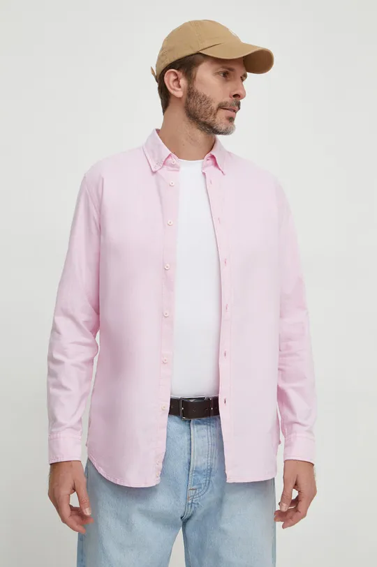 ροζ Βαμβακερό πουκάμισο United Colors of Benetton Ανδρικά