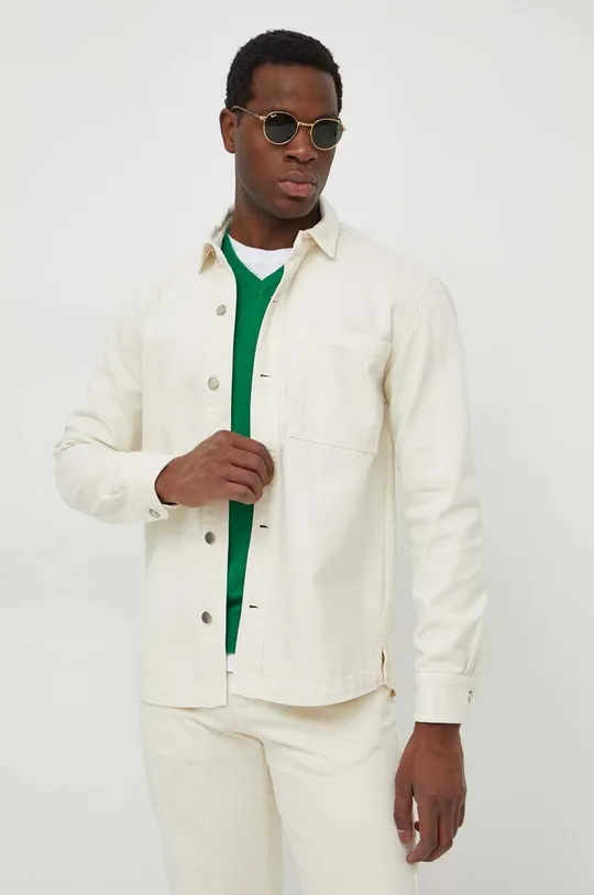beige United Colors of Benetton camicia di jeans Uomo