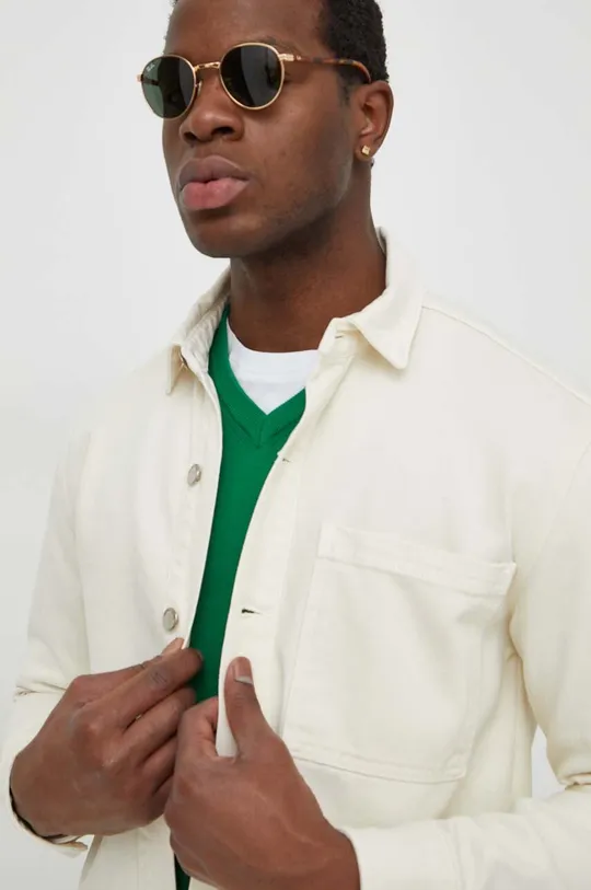 beżowy United Colors of Benetton koszula jeansowa