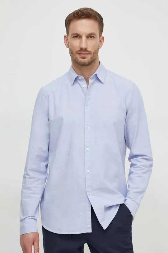 μπλε Βαμβακερό πουκάμισο Sisley Ανδρικά