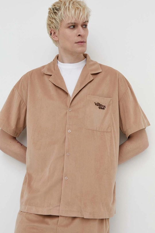 beige On Vacation camicia Corduroy Uomo