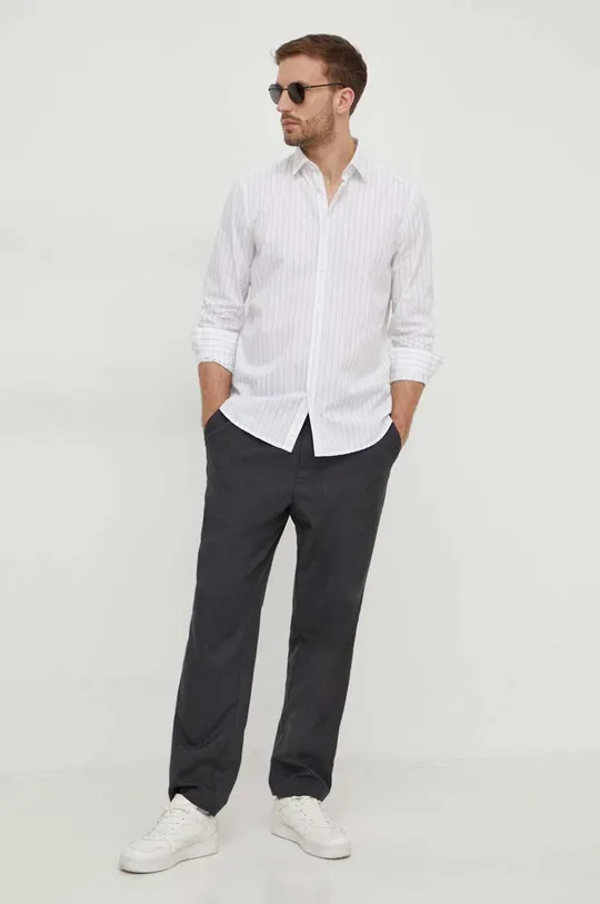 Βαμβακερό πουκάμισο Sisley λευκό