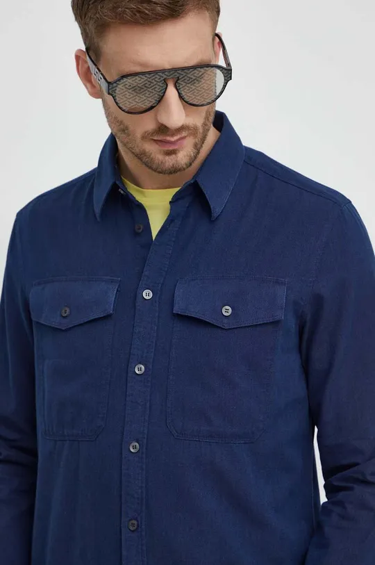 σκούρο μπλε Βαμβακερό πουκάμισο Sisley Ανδρικά
