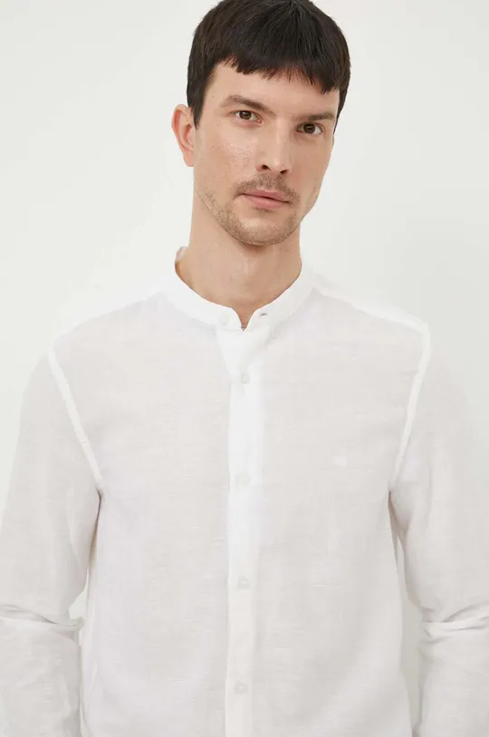 biały Calvin Klein koszula lniana Męski