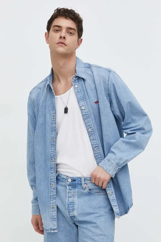 modra Jeans srajca Diesel Moški